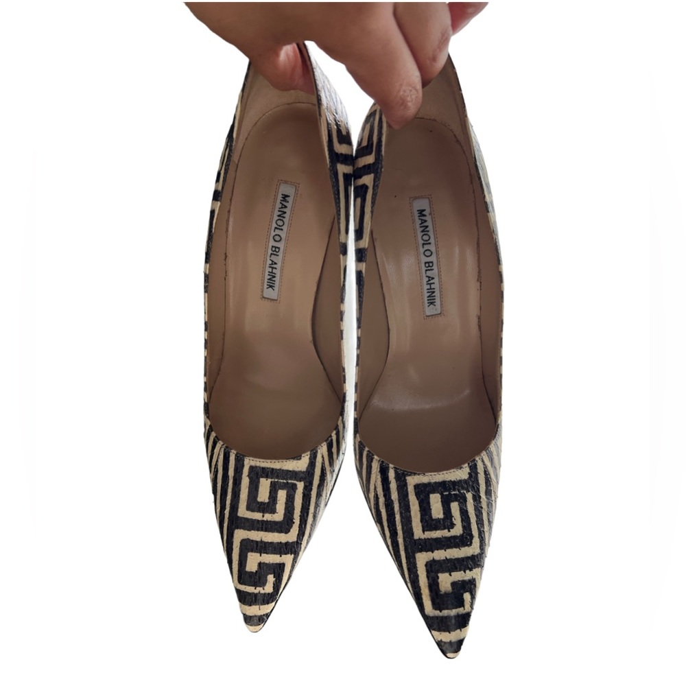 Manolo Blahnik - BB Printed Snake Pump, Black/White Size 38✨ - Picture 9 of 9